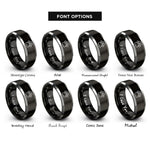 font options for inside engraving on black & gray hamster print rings