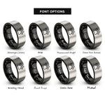 font options for inside engraving on black & silver hamster print rings