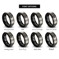 font options for inside engraving on black & silver hand bones rings