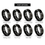 font options for inside engraving on black & gray hand coffee grinder rings