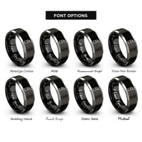 font options for inside engraving on black & gray hand coffee grinder rings