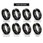 font options for inside engraving on black & grey hand drill rings