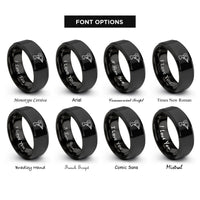 font options for inside engraving on black hand drill rings