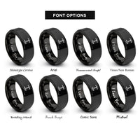 font options for inside engraving on black hand drill rings