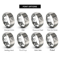 font options for inside engraving on gray hand grip rings