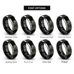 font options for inside engraving on black & grey hand holding leash rings