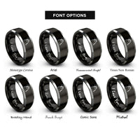 font options for inside engraving on black & grey hand holding leash rings