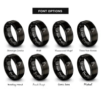 font options for inside engraving on black hand holding leash rings