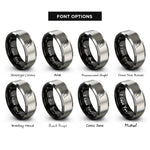 font options for inside engraving on black & grey hand holding pick rings
