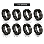 font options for inside engraving on black hand holding pick rings