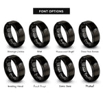 font options for inside engraving on black hand holding pick rings