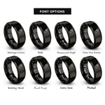 font options for inside engraving on black hand holding pick rings