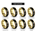font options for inside engraving on black & gold hand paw rings