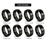 font options for inside engraving on black hand paw rings