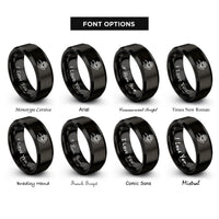 font options for inside engraving on black hand paw rings
