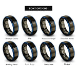 font options for inside engraving on gunmetal & blue hand pointer rings