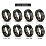 font options for inside engraving on gunmetal & blue hand pointer rings