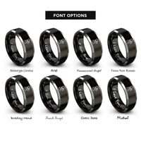 font options for inside engraving on black & silver hand press brewer rings