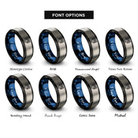 font options for inside engraving on black & blue & silver handball ball goal rings