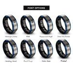 font options for inside engraving on black & blue & grey handball ball goal rings