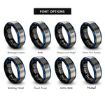font options for inside engraving on black & blue & gray handball goal ball rings