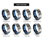 font options for inside engraving on blue & silver handball goal ball rings