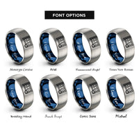 font options for inside engraving on blue & silver handball goal ball rings