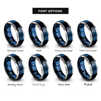 font options for inside engraving on blue & silver handball goal ball rings