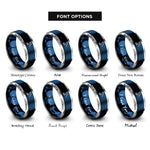 font options for inside engraving on blue & grey handball shot rings
