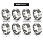 font options for inside engraving on gray handball shot rings