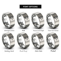 font options for inside engraving on gray handball shot rings