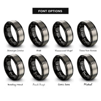 font options for inside engraving on black & silver handcuff key rings