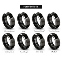 font options for inside engraving on black & grey handcuff key rings