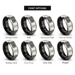font options for inside engraving on black & silver handcuff key rings