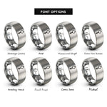 font options for inside engraving on silver handcuff key rings