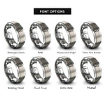 font options for inside engraving on silver handcuff key rings