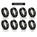 font options for inside engraving on black & silver handcycle rings