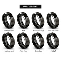 font options for inside engraving on black & silver handcycle rings