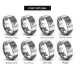 font options for inside engraving on grey handheld compass rope rings