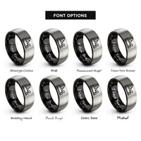 font options for inside engraving on black & grey handheld planer rings