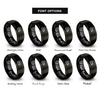 font options for inside engraving on black handheld planer rings