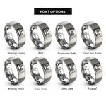 font options for inside engraving on gray handheld planer rings