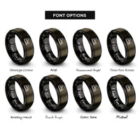 font options for inside engraving on gunmetal & black handheld planer rings