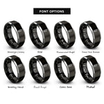 font options for inside engraving on black & silver handheld radio rings