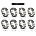 font options for inside engraving on gray handheld radio rings