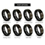 font options for inside engraving on gunmetal & black handheld radio rings
