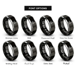 font options for inside engraving on black & gray handler dog silhouette rings