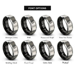 font options for inside engraving on black & silver handler dog silhouette rings