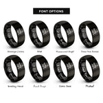 font options for inside engraving on black handler dog silhouette rings