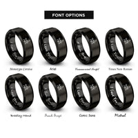 font options for inside engraving on black handler dog silhouette rings